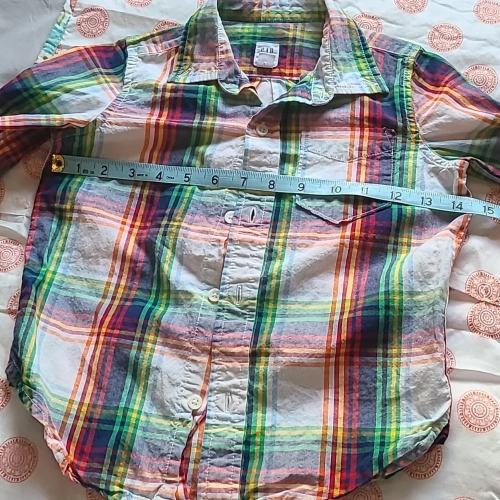 Gap boys plaid XS 4-5 100% cotton button-down shirt long sleeve